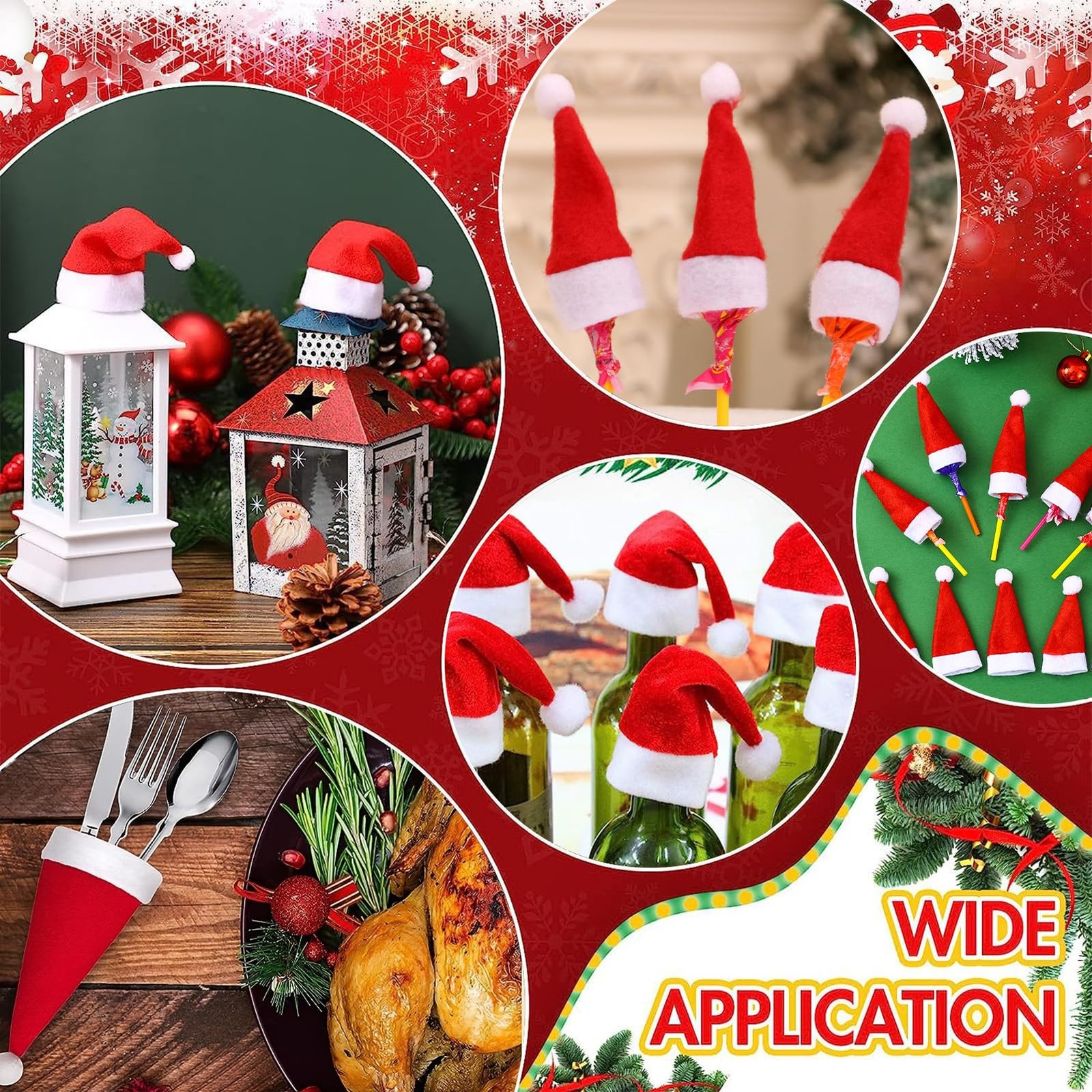 30PCS Santa Hats For Crafts Mini Christmas Hat 2.2×4.7 Inch Party Decor