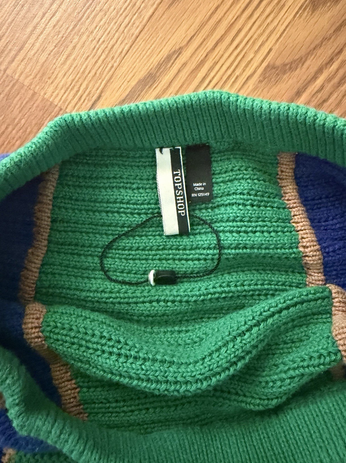 Topshop Women’s size 4 Striped Knit Skirt Green Blue White, Pull-On