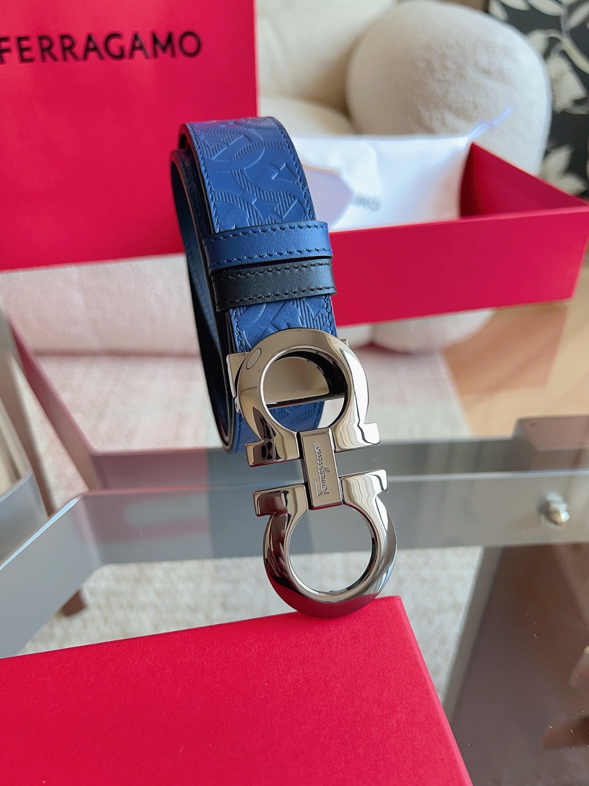 Salvatore Ferragamo Gancini Men’s Reversible Leather Belt