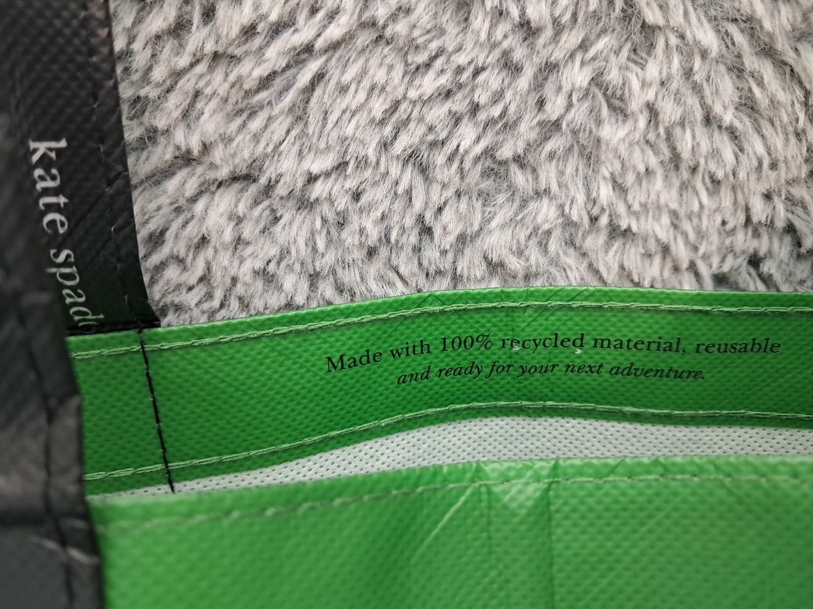 Kate Spade New York Recyclable Tote Shopping Grocery Bag Green Handles Re-usable
