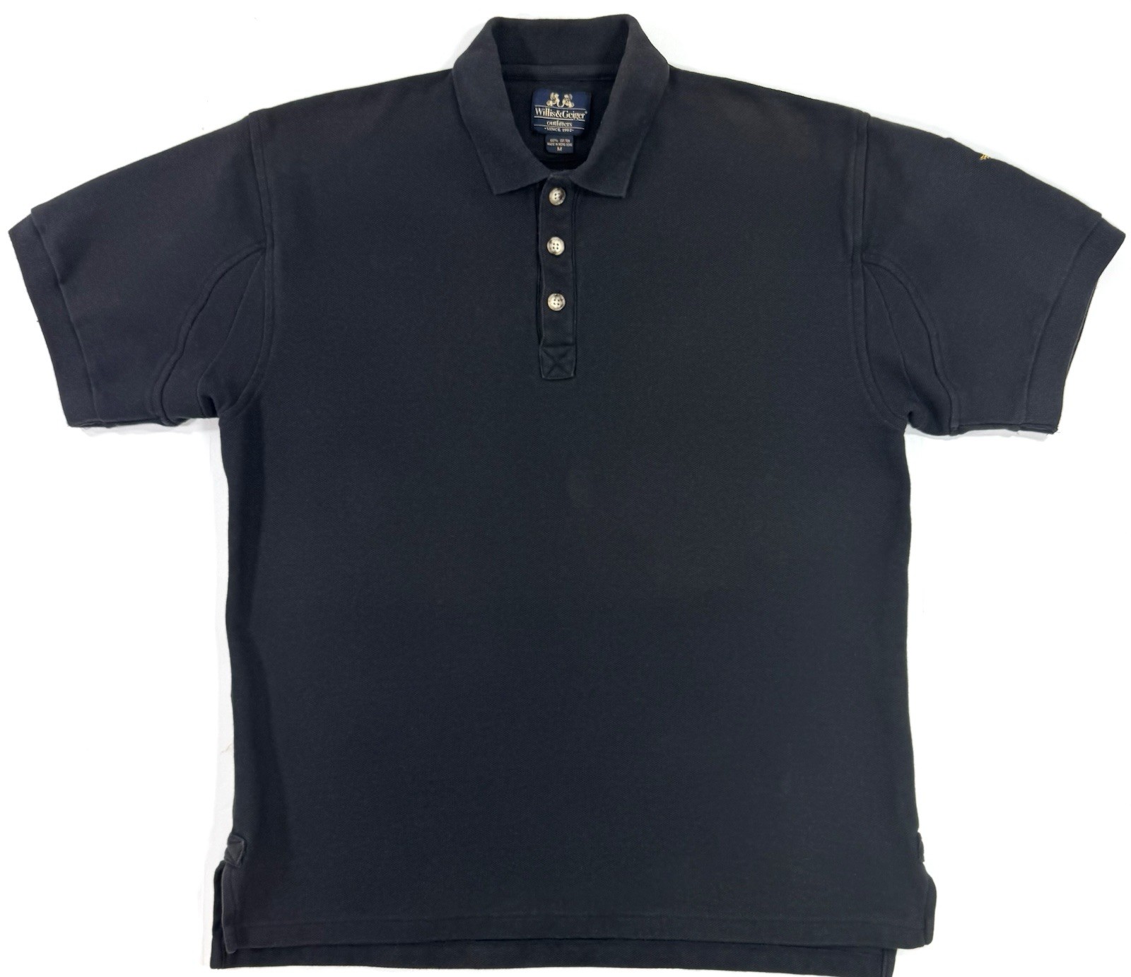 Vtg Willis Geiger Mens Polo Shirt Crest Medium Oversized Heavyweight Hong Kong