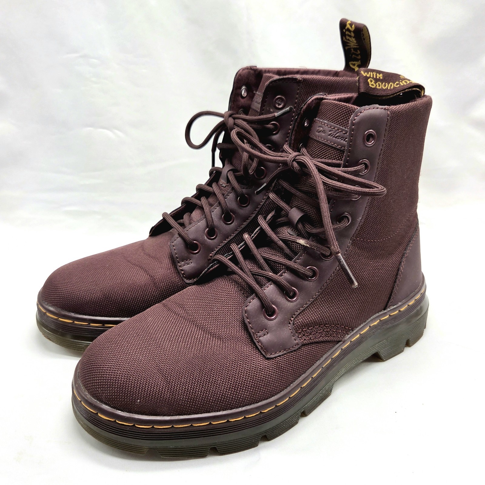 Dr. Martens Combs Tech Burgundy Canvas Combat Boots Mens 8 Womens 9 Mid Rise