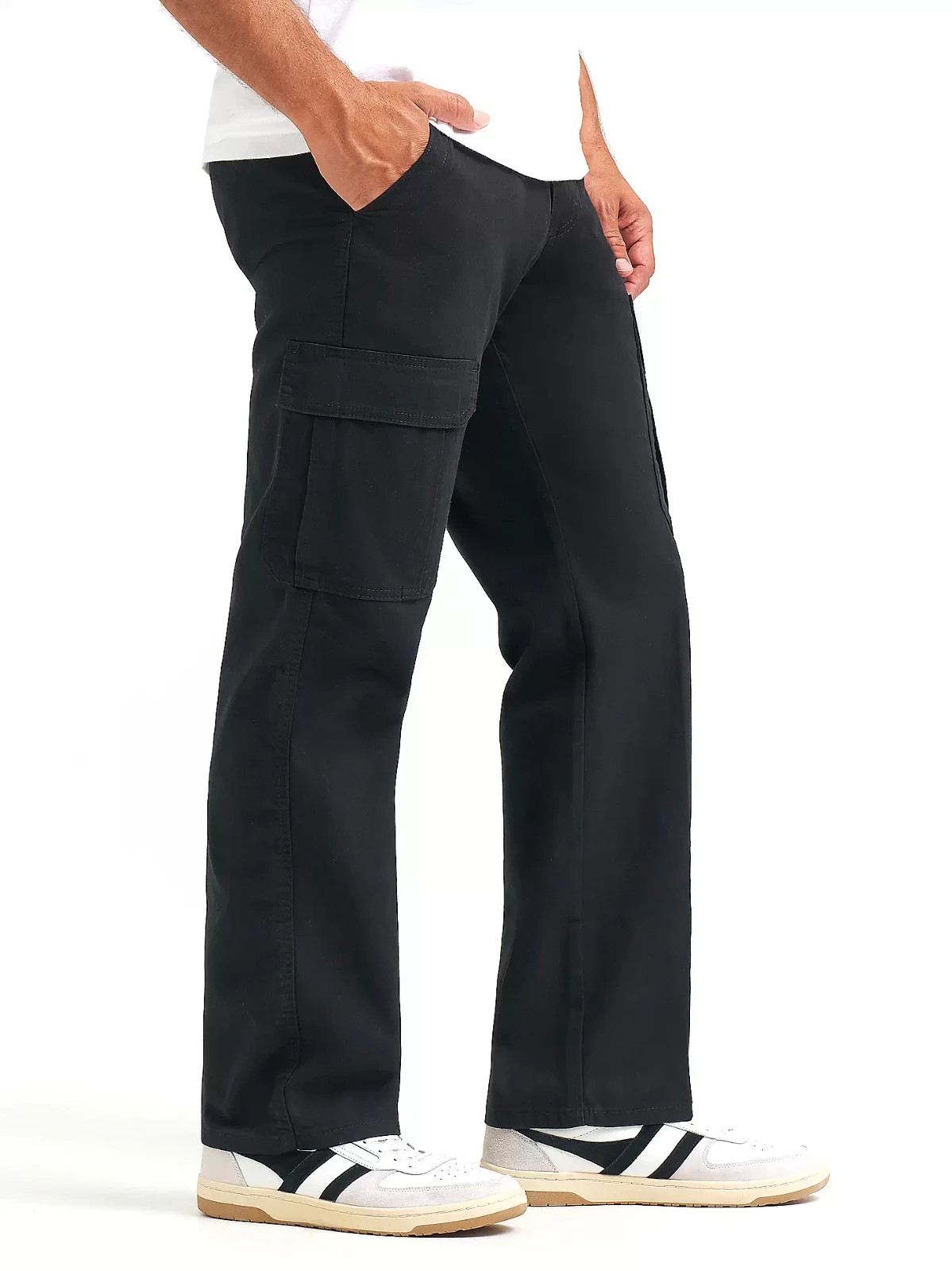 Wrangler Cargo Pants Men’s New BLACK Relaxed Fit Stretch Straight Leg ALL SIZES