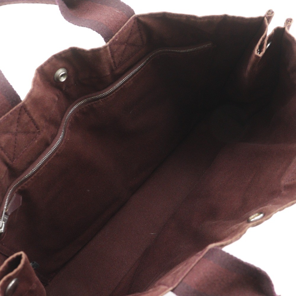 HERMES Sack Fourre ToutMM Handbag Half leather Brown Cotton canvas/leather…
