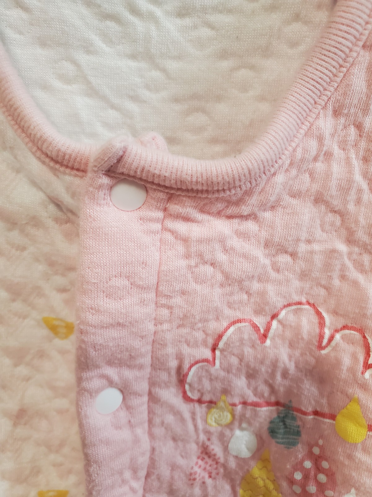 2pcs bundle Pink & White Quilted Snap Front Long Sleeve Coverall One-Piece 6-9M
