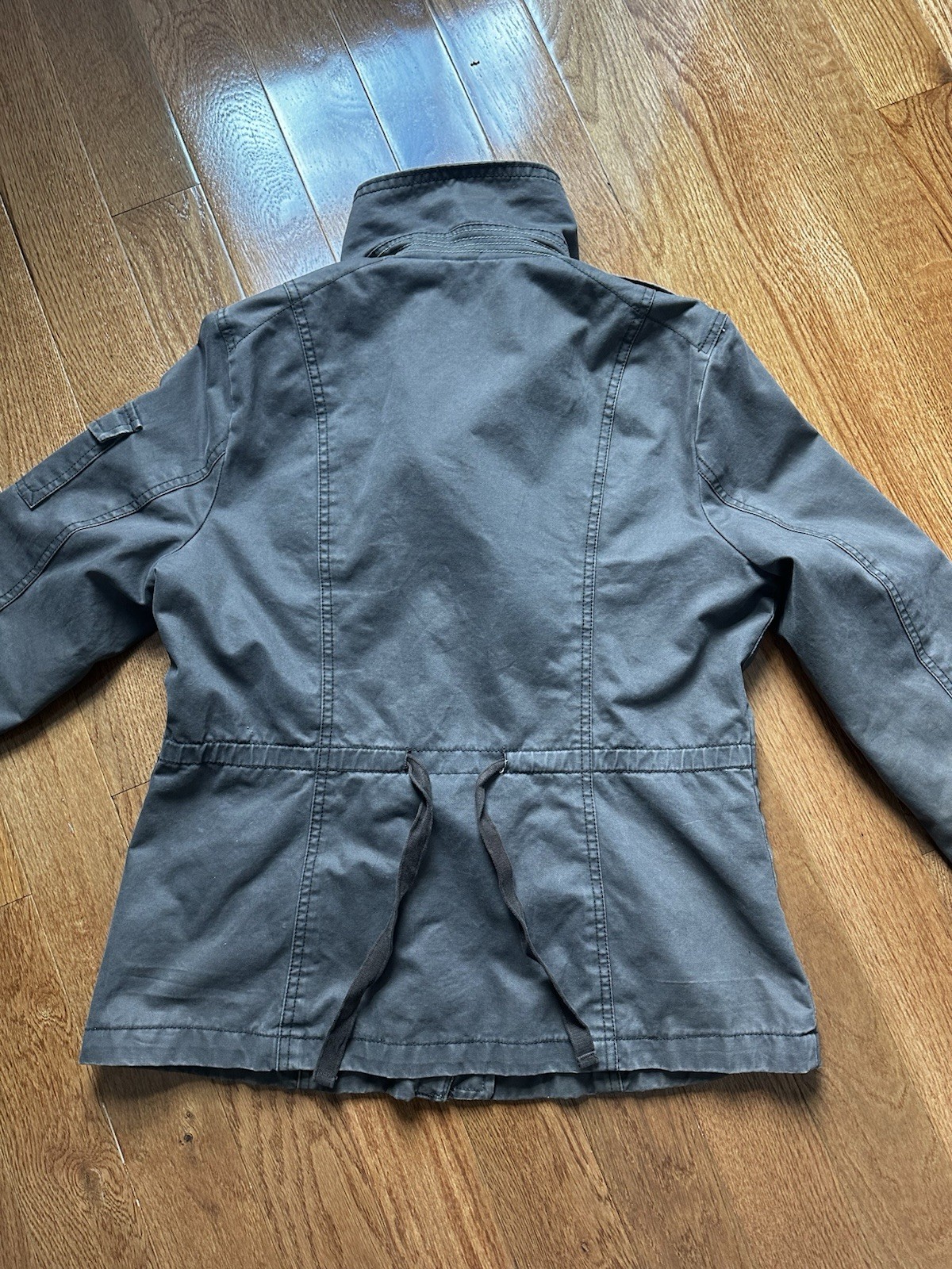 Women’s – American Eagle Gray Field Jacket L Button Zip Pockets Military
