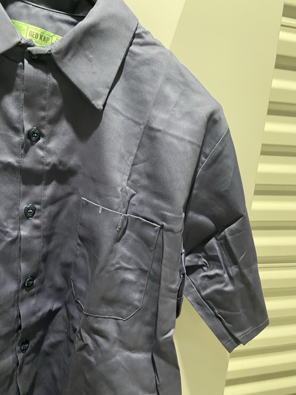 Red Kap Mens XL Short Sleeve Button Down Work Shirt Light Blue