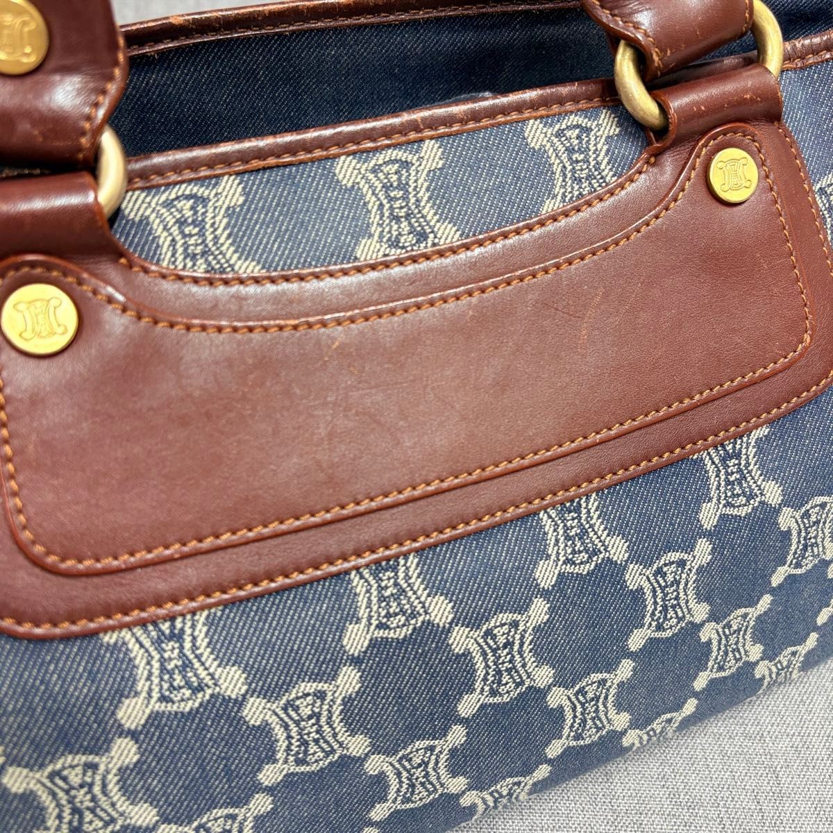 CELINE Boogie Bag Trionf Denim Handbag Canvas Blue Authentic
