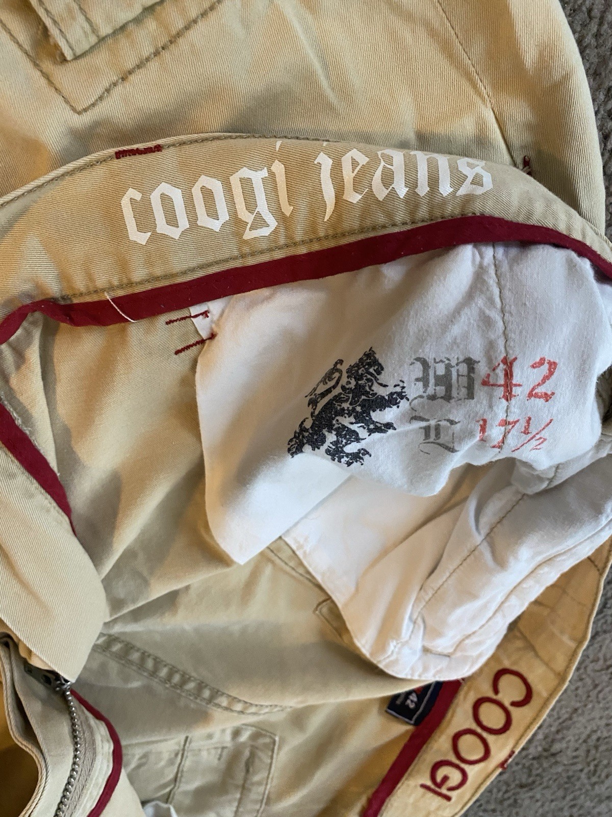 VINTAGE Y2K COOGI Men’s Beige Canvas Cotton Cargo Shorts Size 40. Biker Hip Hop