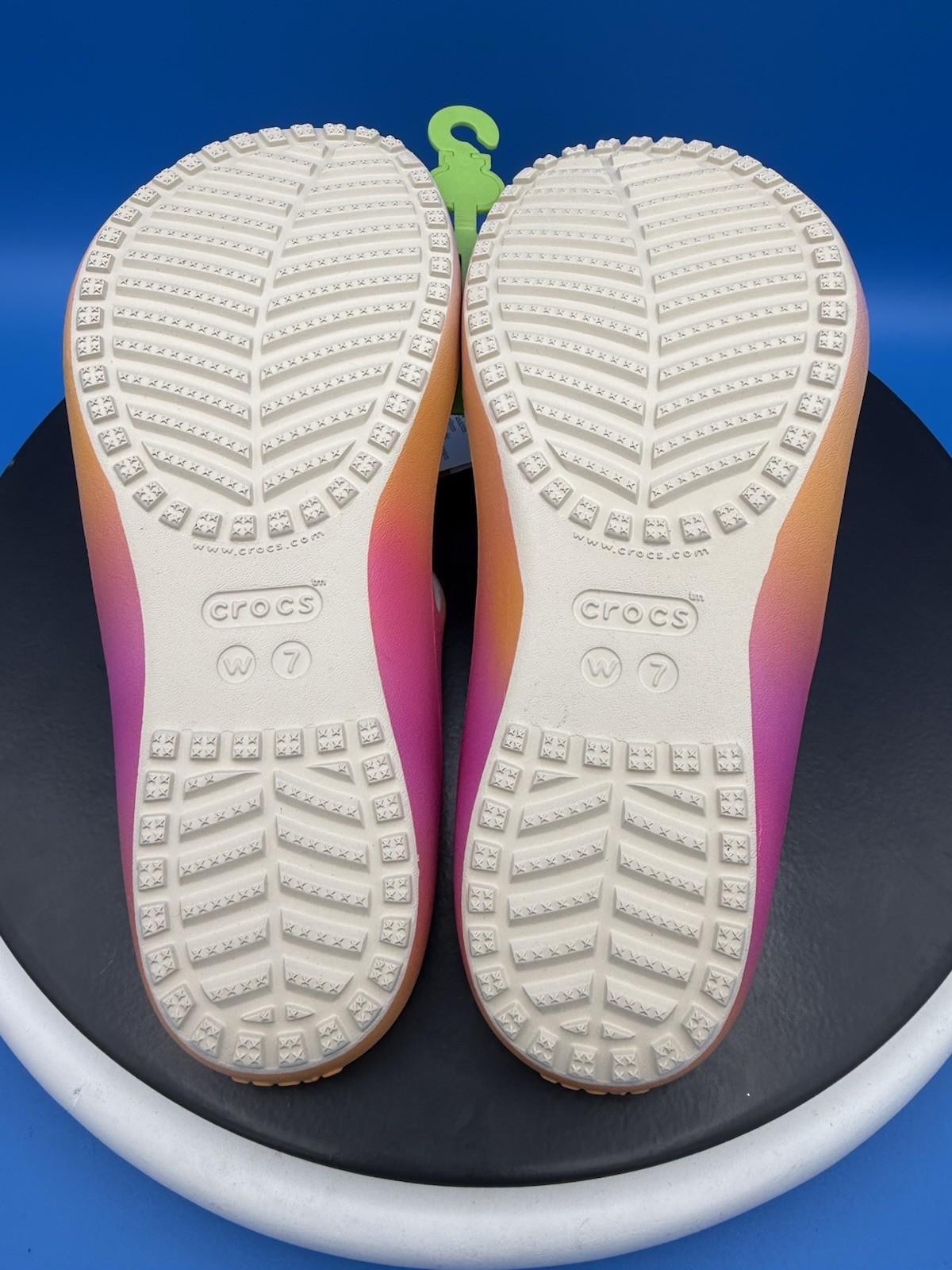 Crocs Womens Kadee ll Tropical Ombre Strappy Sandals Size 7 Flats Beach Shoes