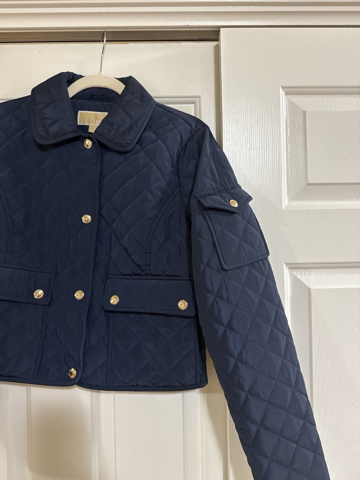 Michael Kors Women’s Blue Quilted Button Front Jacket Size S