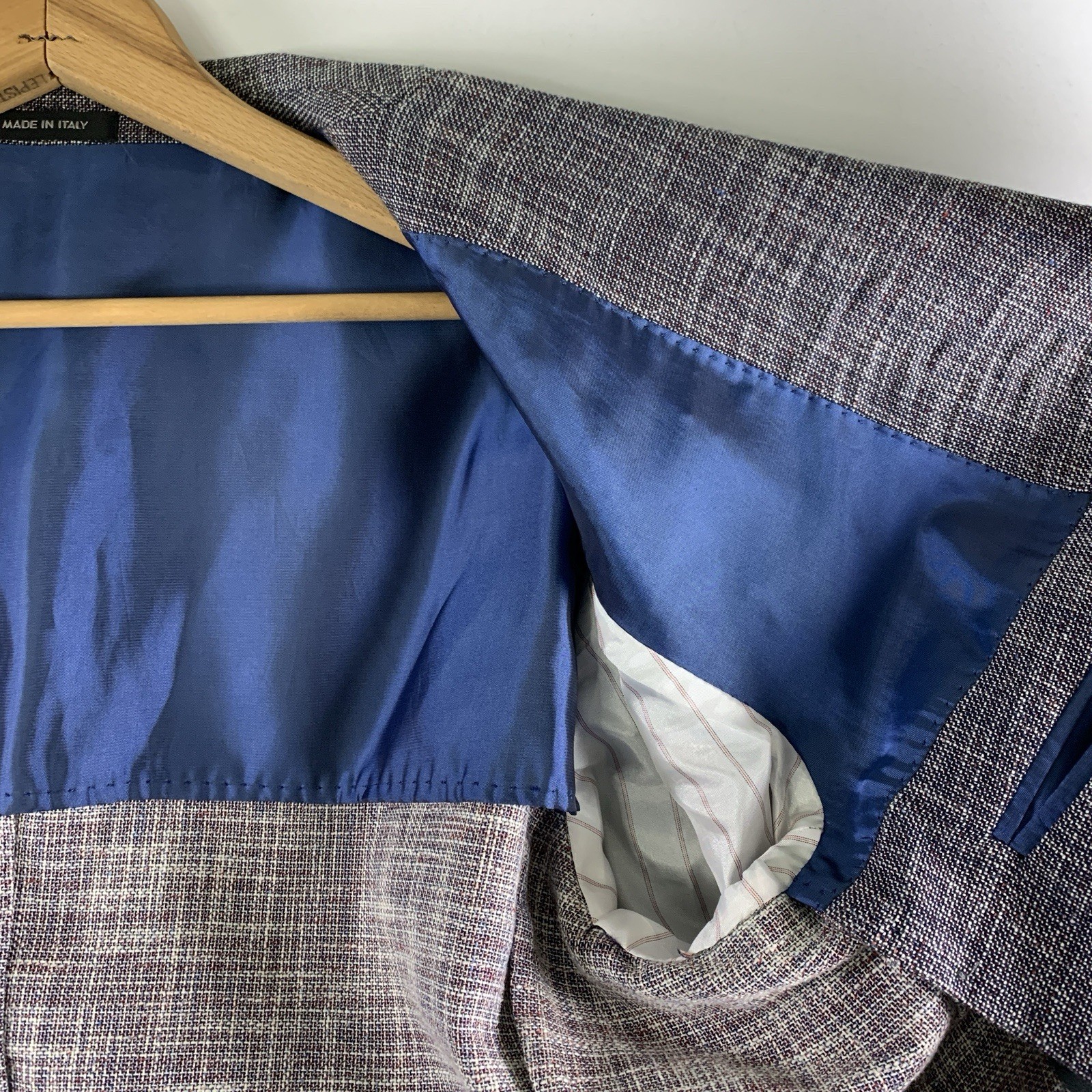 Mens Unstructured Hopsack Sport Coat 46R Summer Wool Linen Cotton Patch Pocket