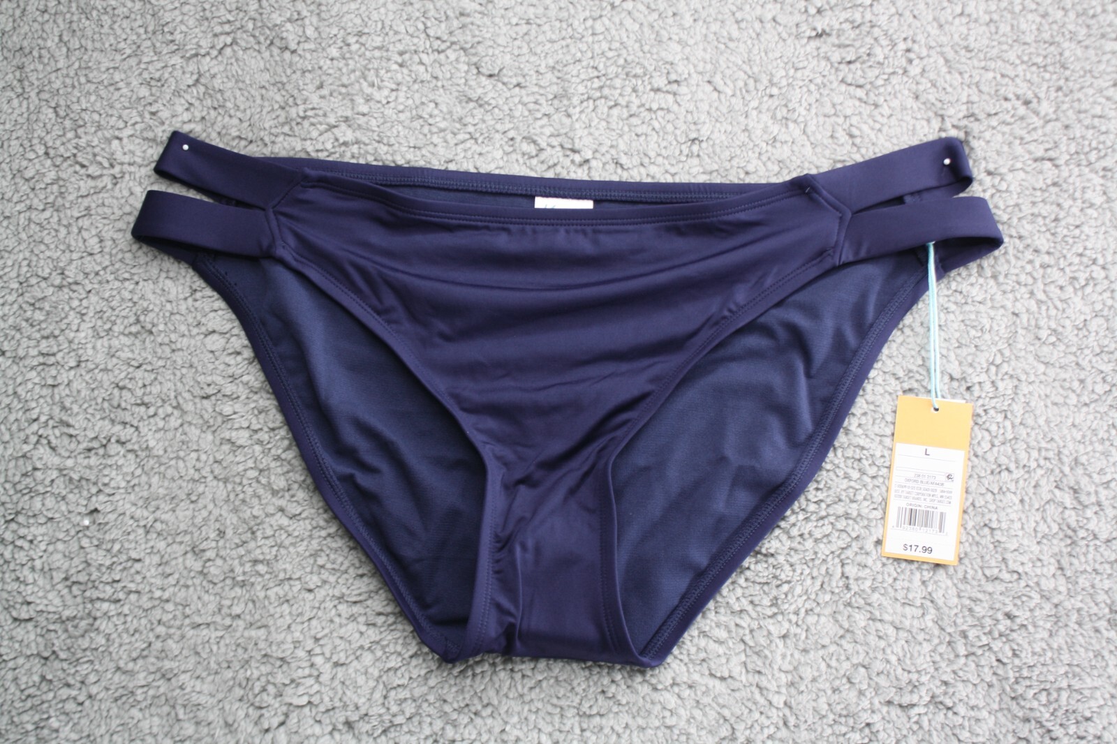 Kona Sol Womens Size Large Medium Coverage Hipster Navy Blue Bikini Bottoms