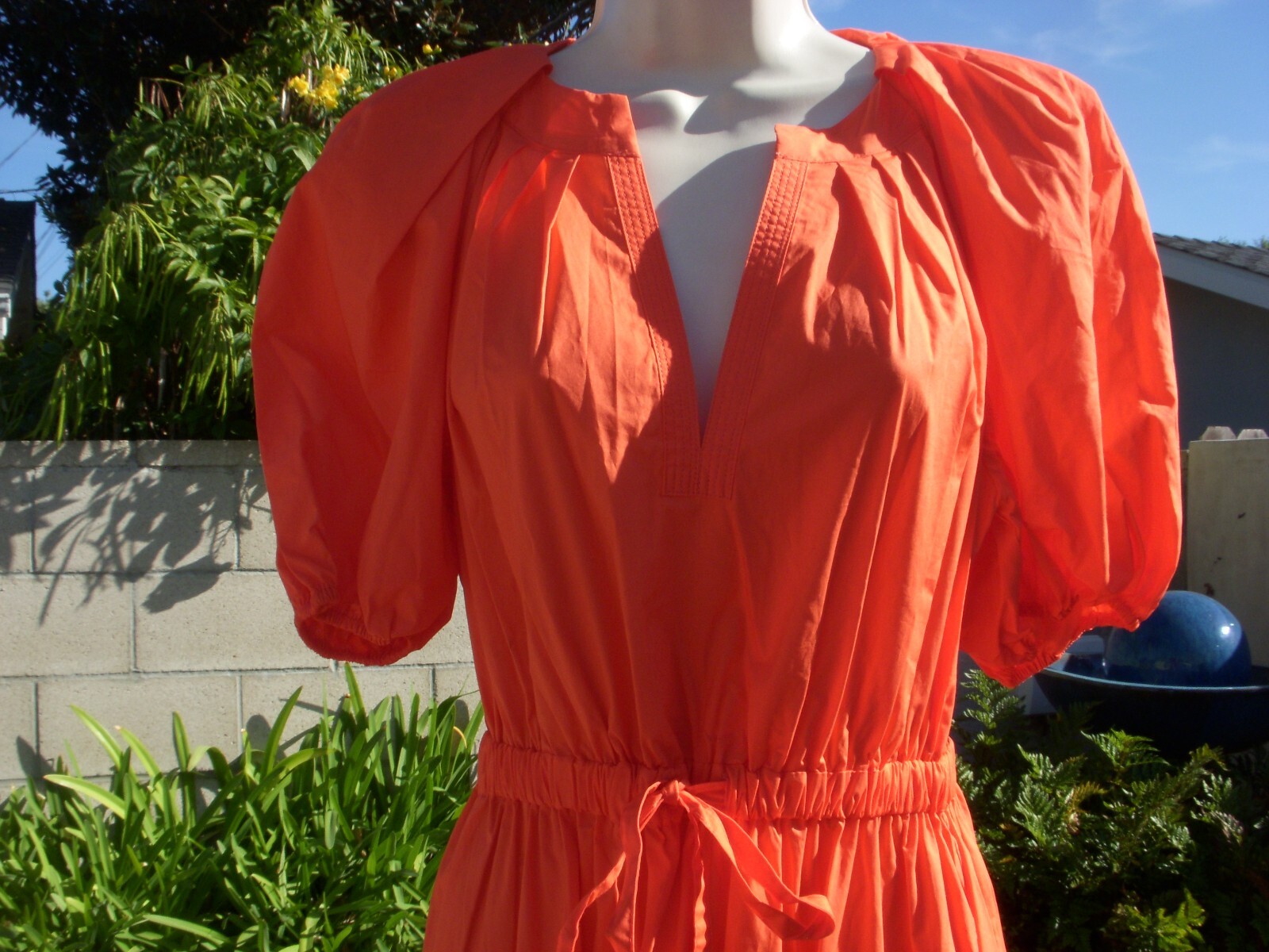 Ulla Johnson OLINA White Blanc or Coral Cotton Midi Dress, Flounced Skirt Size 2