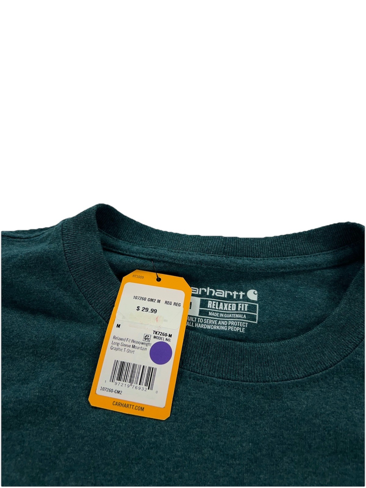 NEW Carhartt Heavyweight Long Sleeve Relaxed Fit T Shirt Mountain Green Mens M