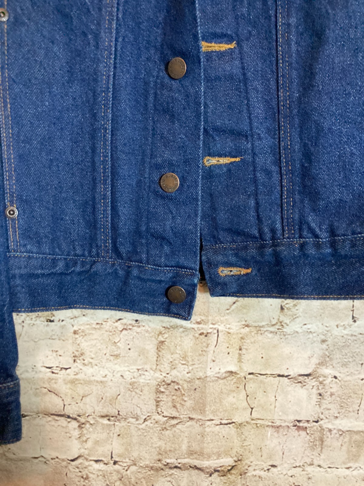 Vintage Rustler Jean Jacket Women Large Hand Painted Artsy Dark Wash 80’s Button