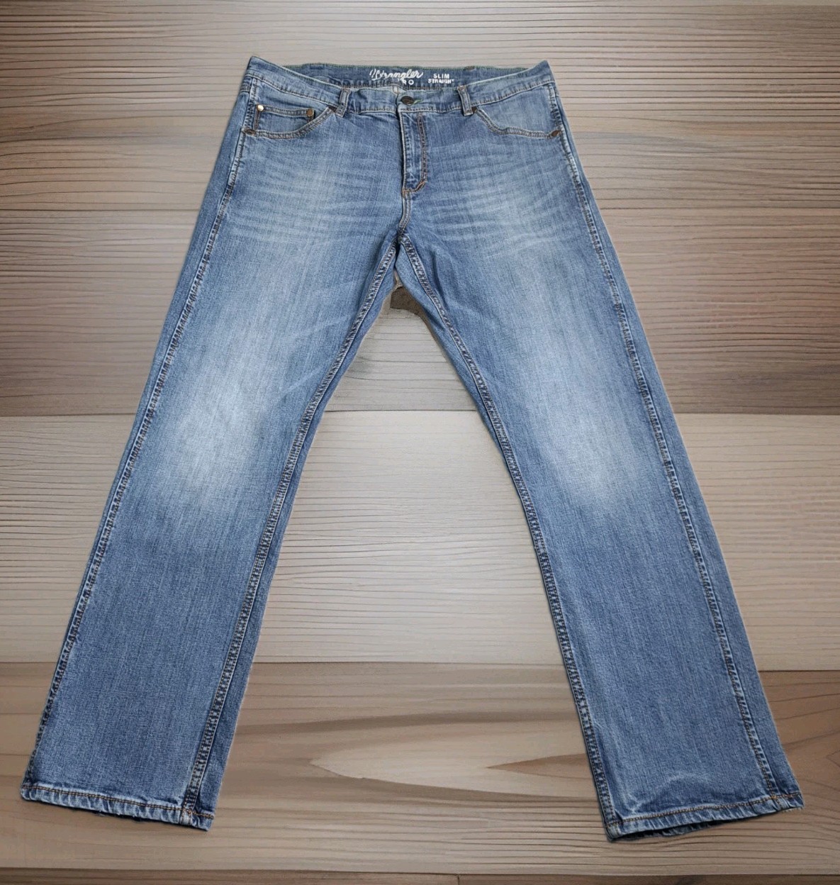 Wrangler Retro Men’s Size 36×32 Slim Straight Stretch Denim Blue Jeans Cowboy