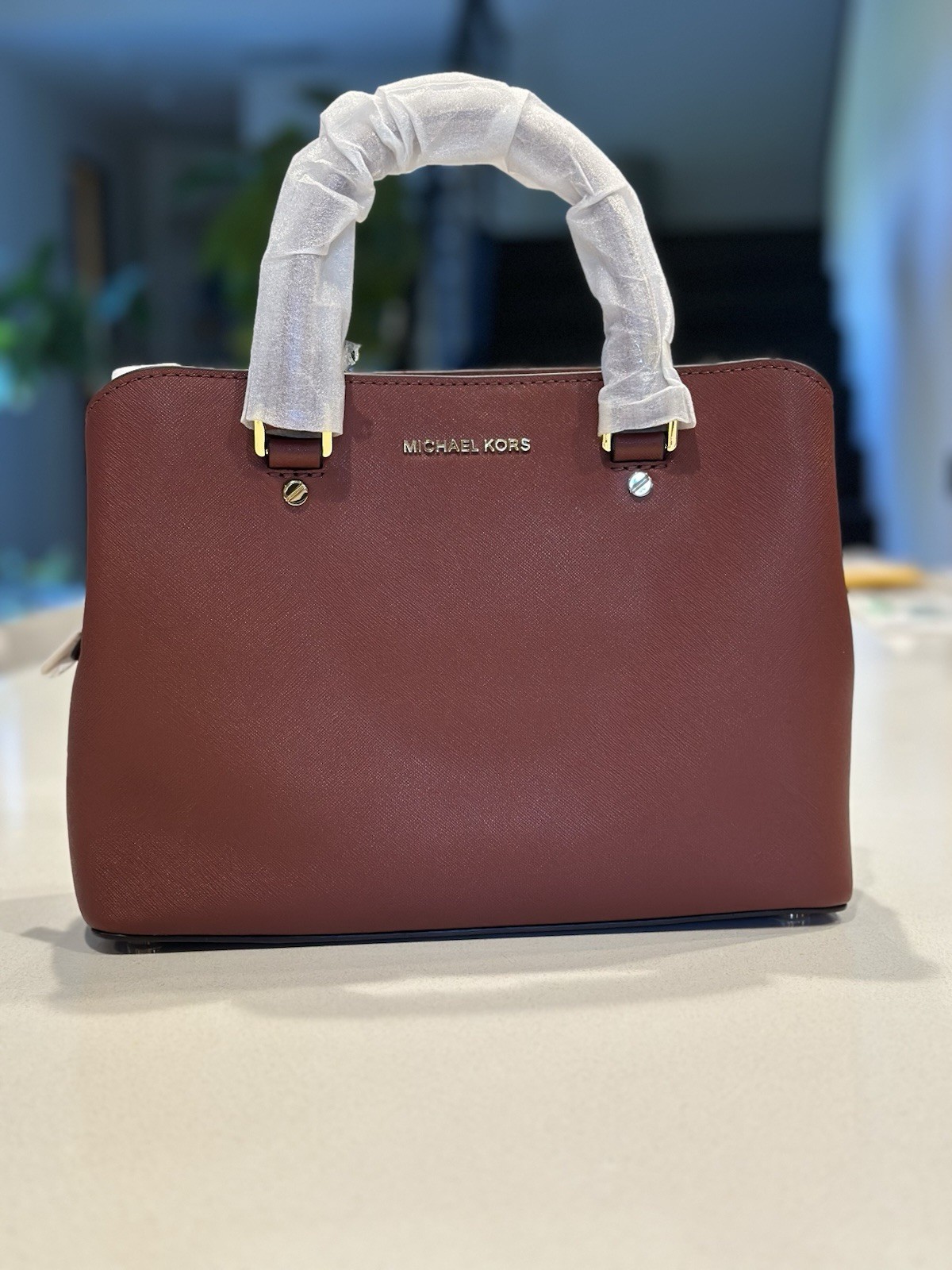 MICHAEL KORS SAVANNAH Medium Satchel Brick Saffiano Leather Gold (cc-gt-65)