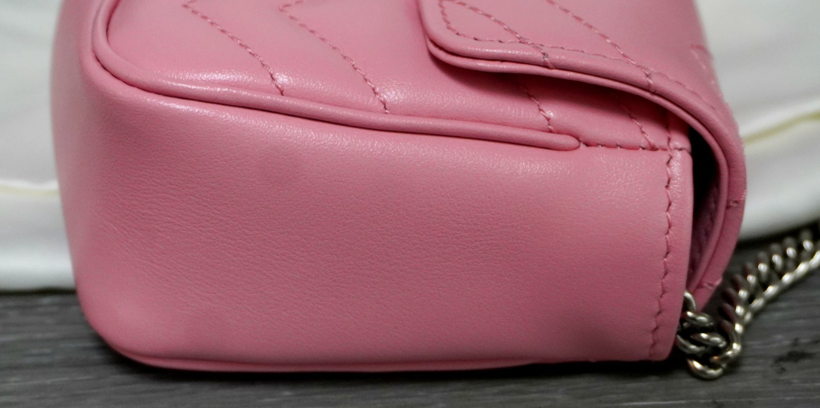 Brand New Gucci GG Marmont Super Mini Pink Matelasse Leather Crossbody Bag
