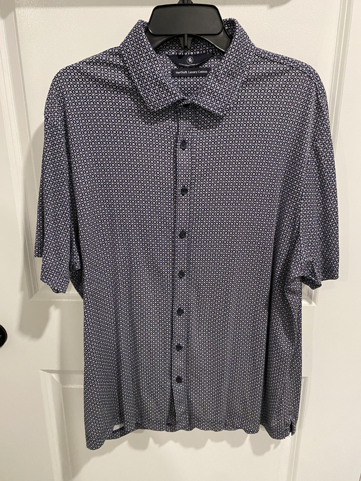 Hart Schaffner Marx short sleeve casual party cocktail shirt Size XL Geometric