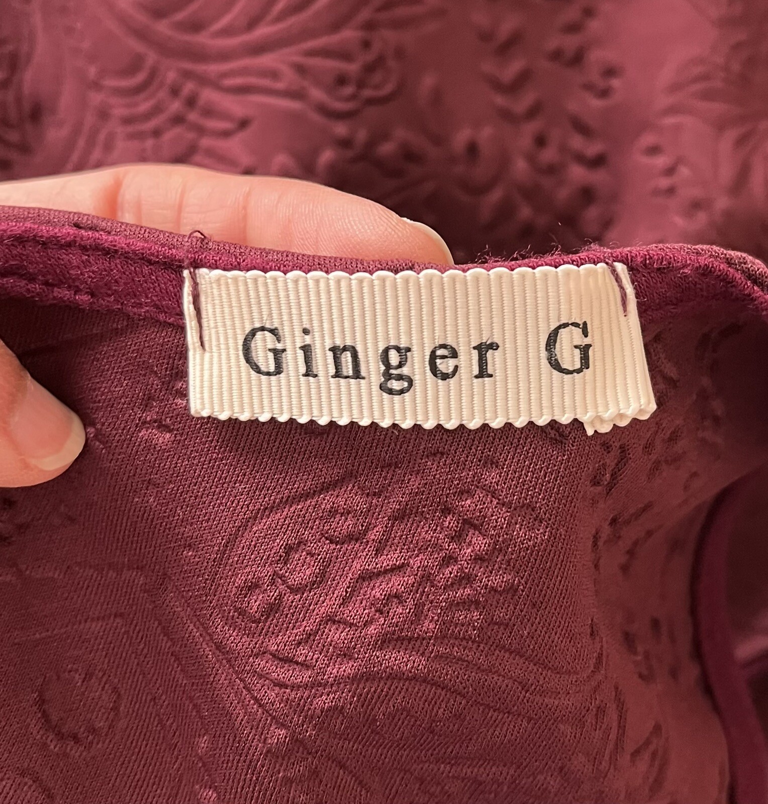 Vintage Style Ginger G Maroon Burgundy Wine Peplum Paisley Top