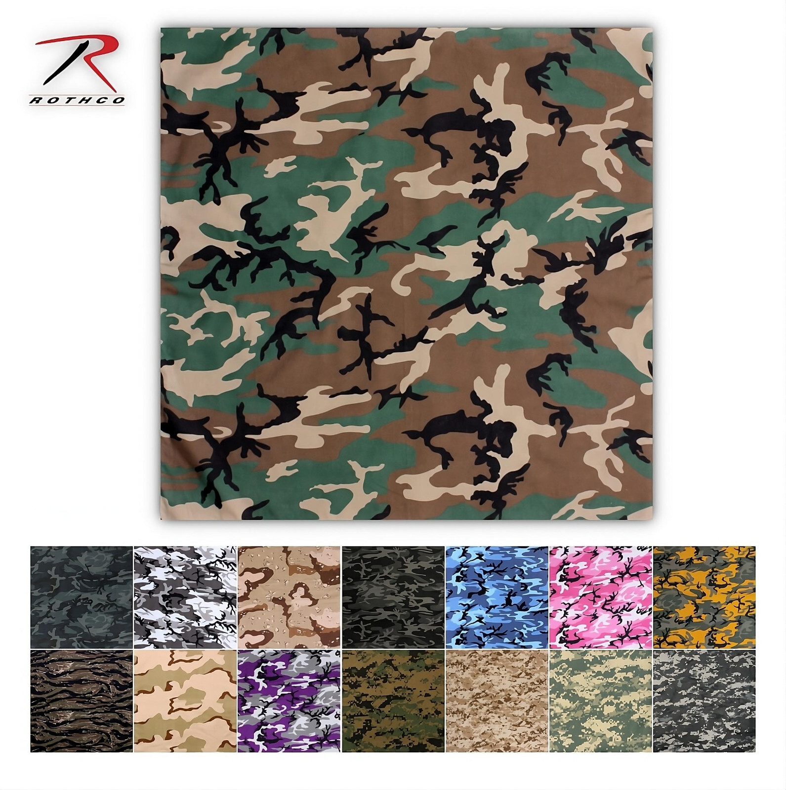 Rothco 4347 X-LARGE 27″ Jumbo Camouflage Cotton Sport Biker Bandana