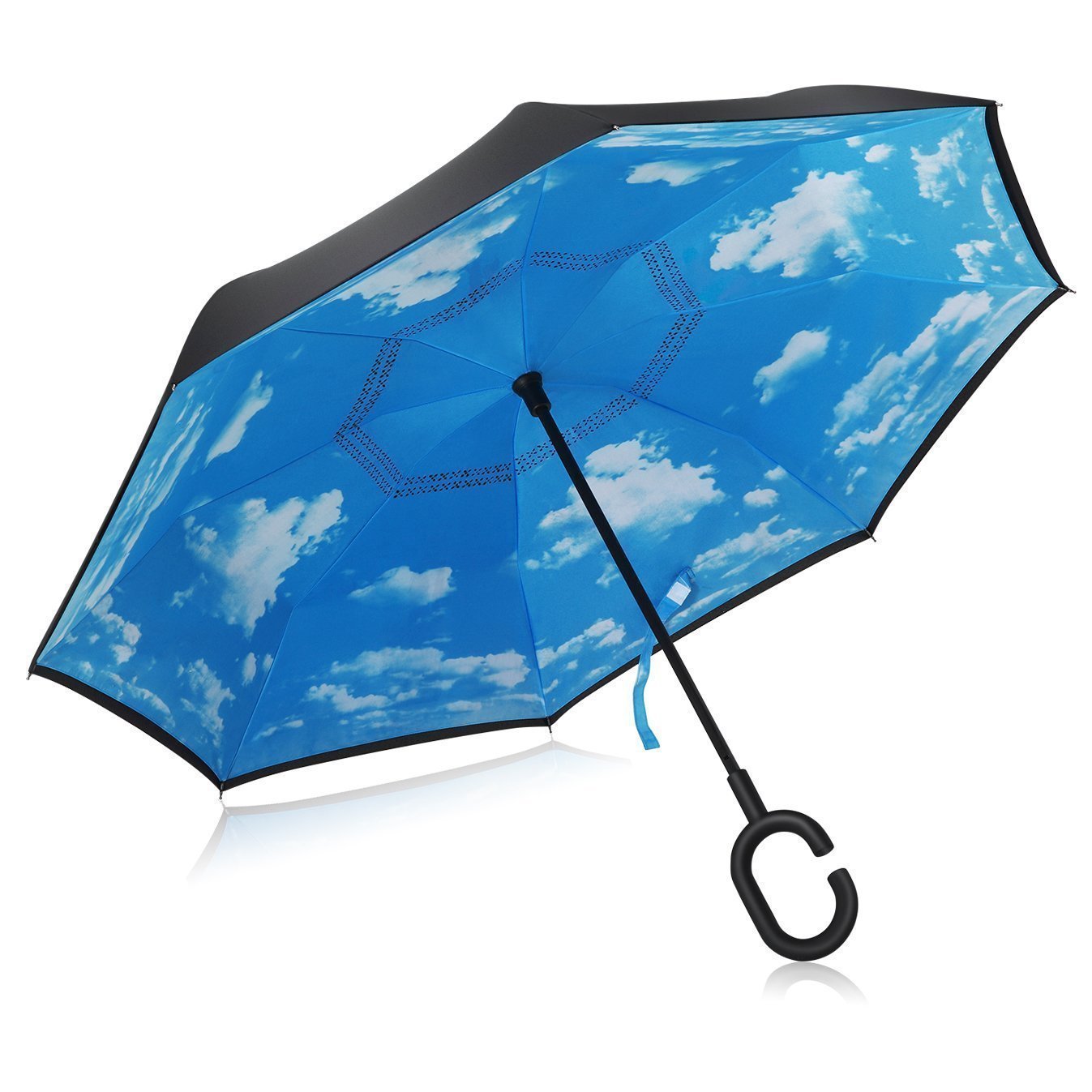 Reverse Folding Inverted Umbrella Double Layer Wind Proof UV Proof Inside out