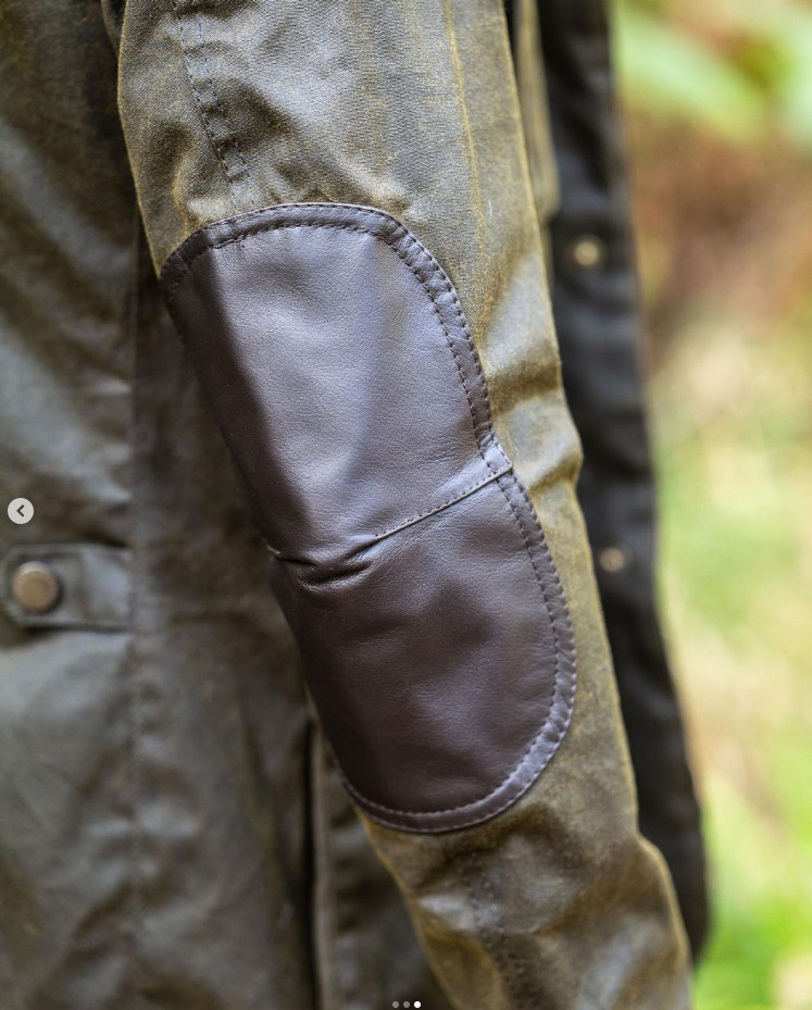 BARBOUR Ogston Wax Jacket w/ Elbow Patches Olive MSRP$540 Rugged Sophistication