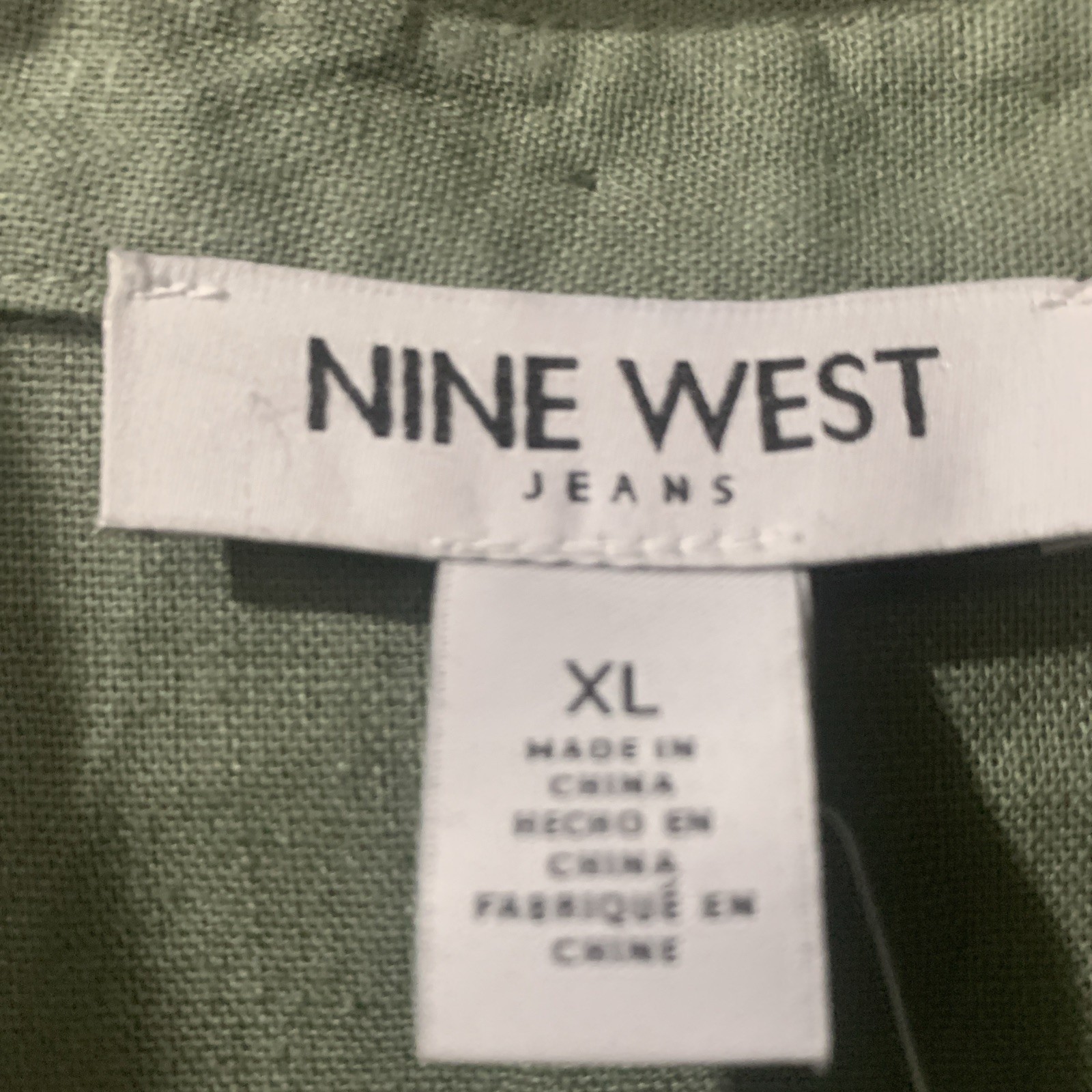 NWT Nine West XL Sea Spray (sage Green) Linen SS PKT Shirt Extra Button Included