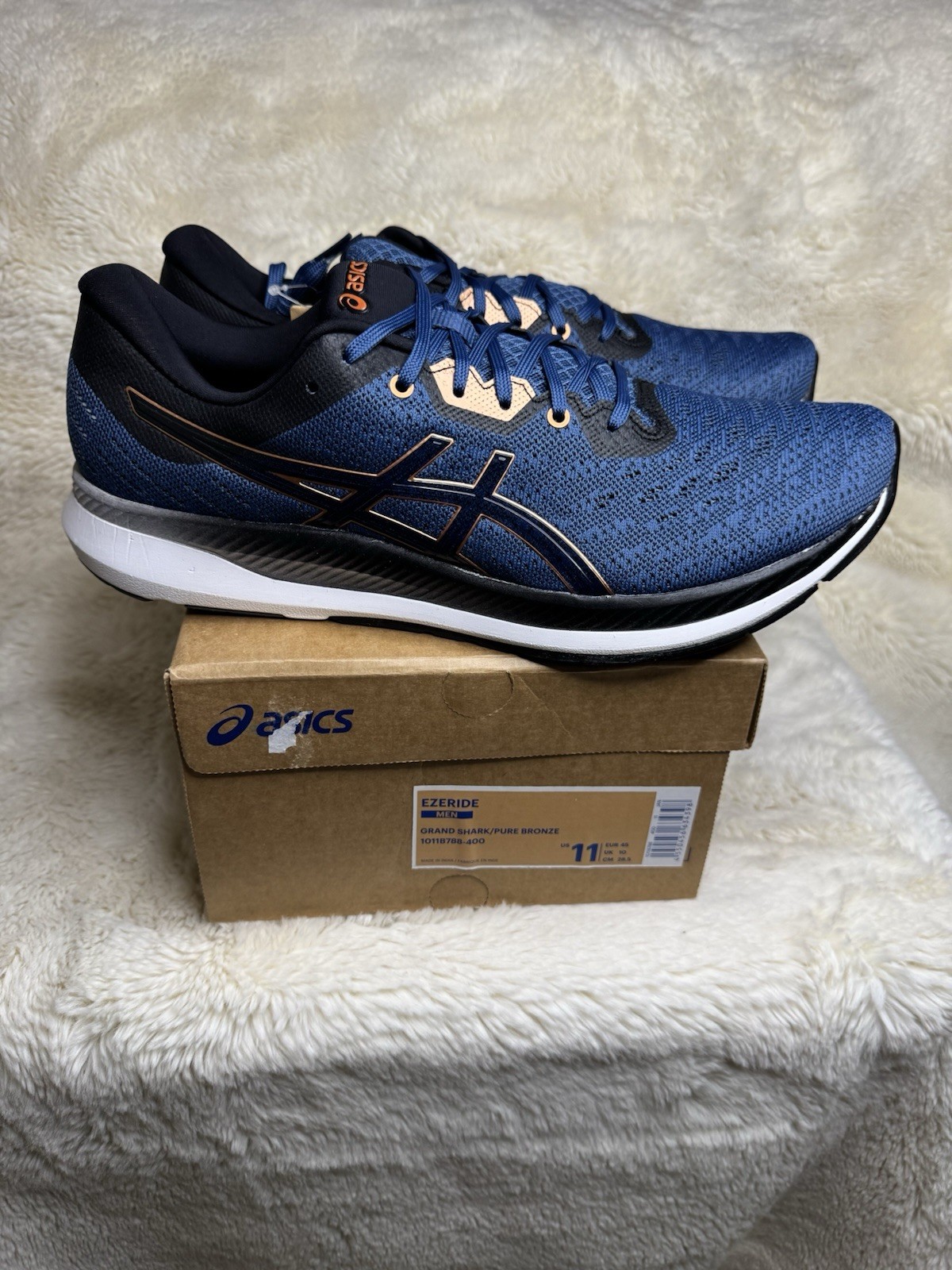ASICS Ezeride 1011B788-400 Blue Black White Low Top Lace Up Sneaker Men