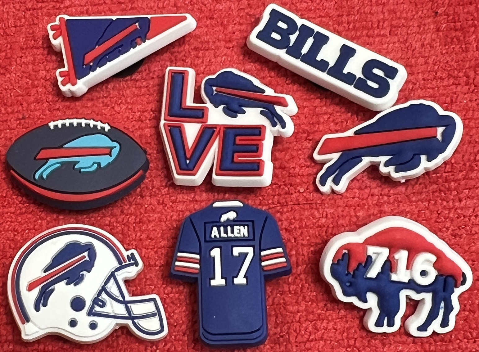 12-Pack Buffalo Bills Shoe Charms Mafia NFL Josh Allen Helmet Fan Charm