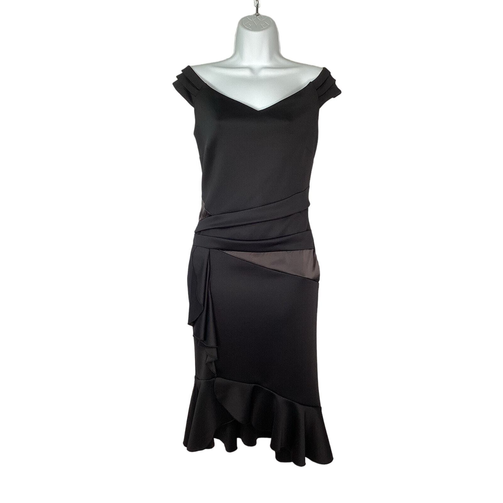 Venus Womens Ruffle Detail Off Shoulder Sweetheart Neckline Black Dress S