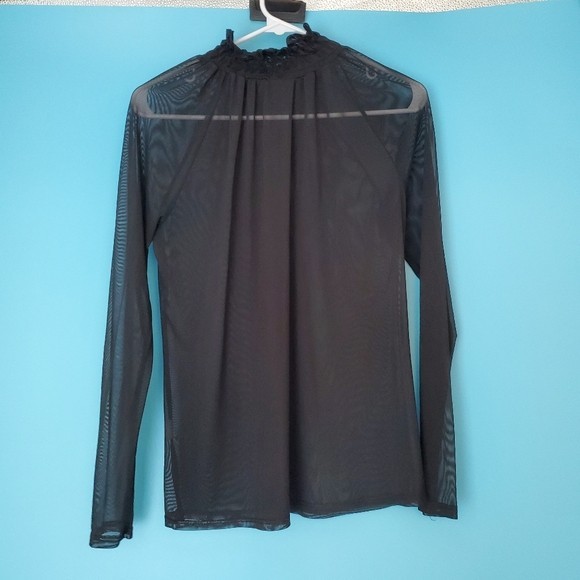 Lime N Chili Women’s Size Small Black Sheer Long Sleeve High Neck Top