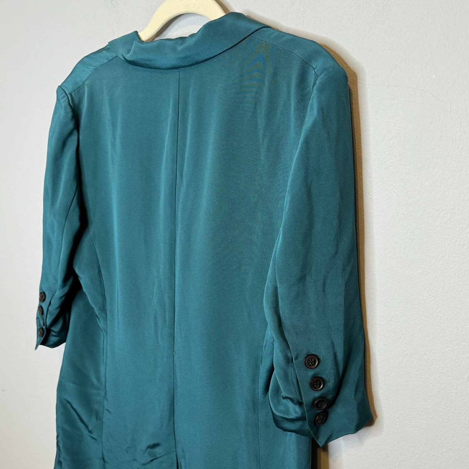 Elizabeth And James Essential Crepe Blazer Size 6 Silk 1/2 Sleeve Womens Teal