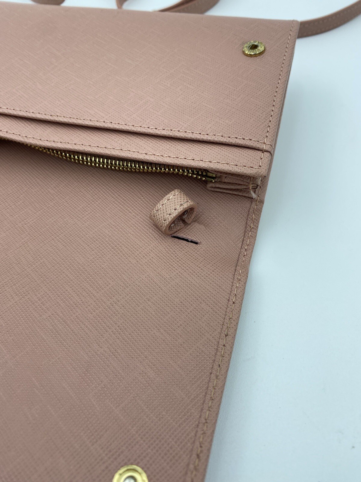 Prada Saffiano Leather Muted Pink Bifold Wallet With Crossbody Strap