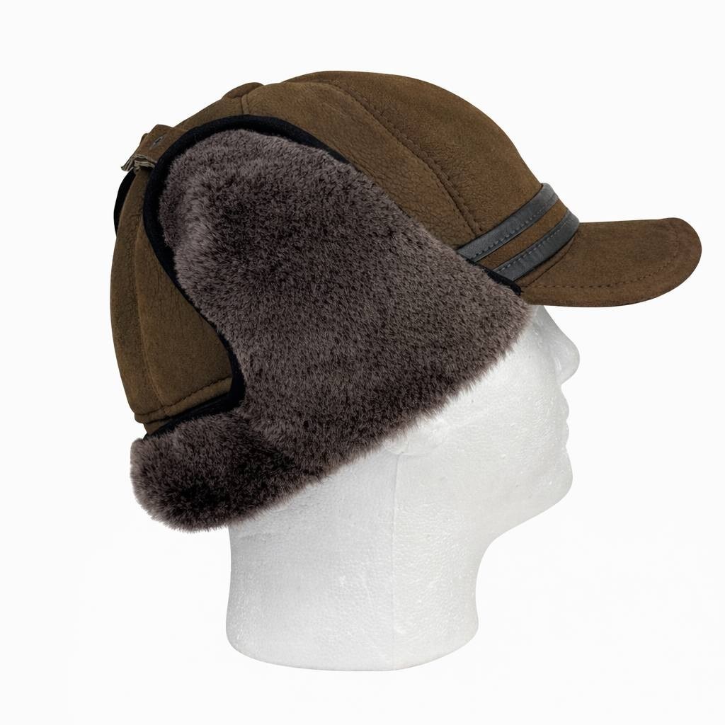 Trapper Aviator Ushanka Olive Hat Shearling Fur Winter Ear Flap Cap