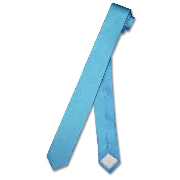 100% SILK Narrow NeckTie EXTRA Skinny TURQUOISE AQUA BLUE Men’s Neck Tie 1.5″