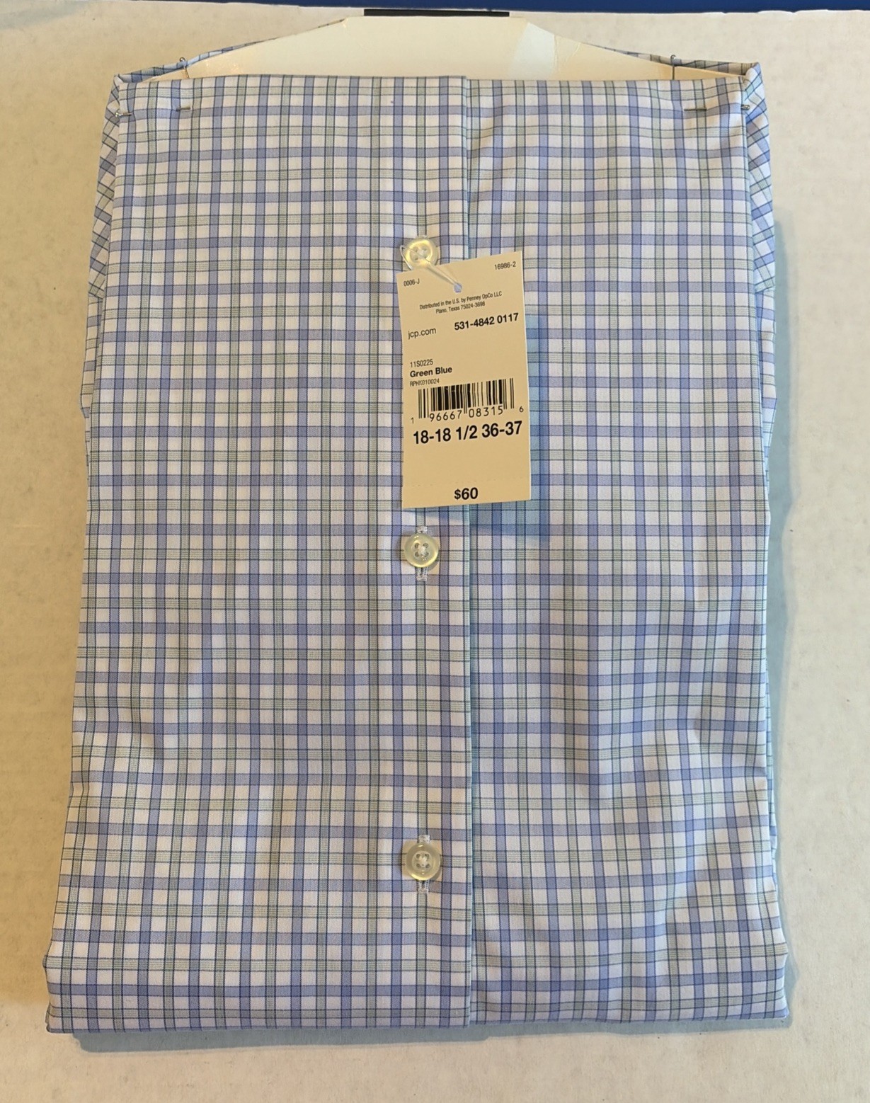 NWT – Men’s All-Temp Comfort Fitted Shirt Stafford 365 Blue/Green-18-18 1/2 XXL