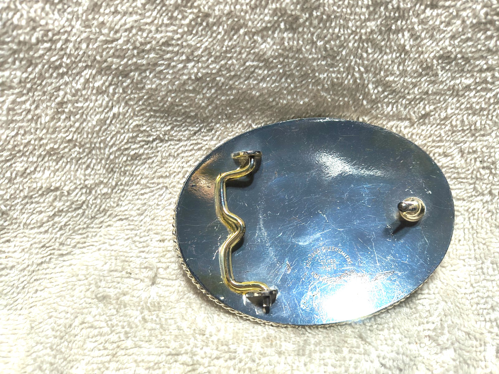 Montana Silversmiths Letter T Buckle Aztec Rope Edge Silver Gold Oval Vintage