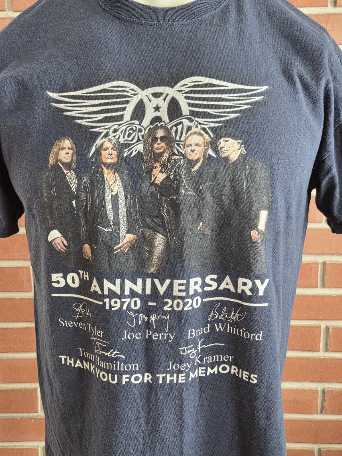 Aerosmith 50th Anniversary 1970-2020 Black Short Sleeve Crewneck T-Shirt Mens XL