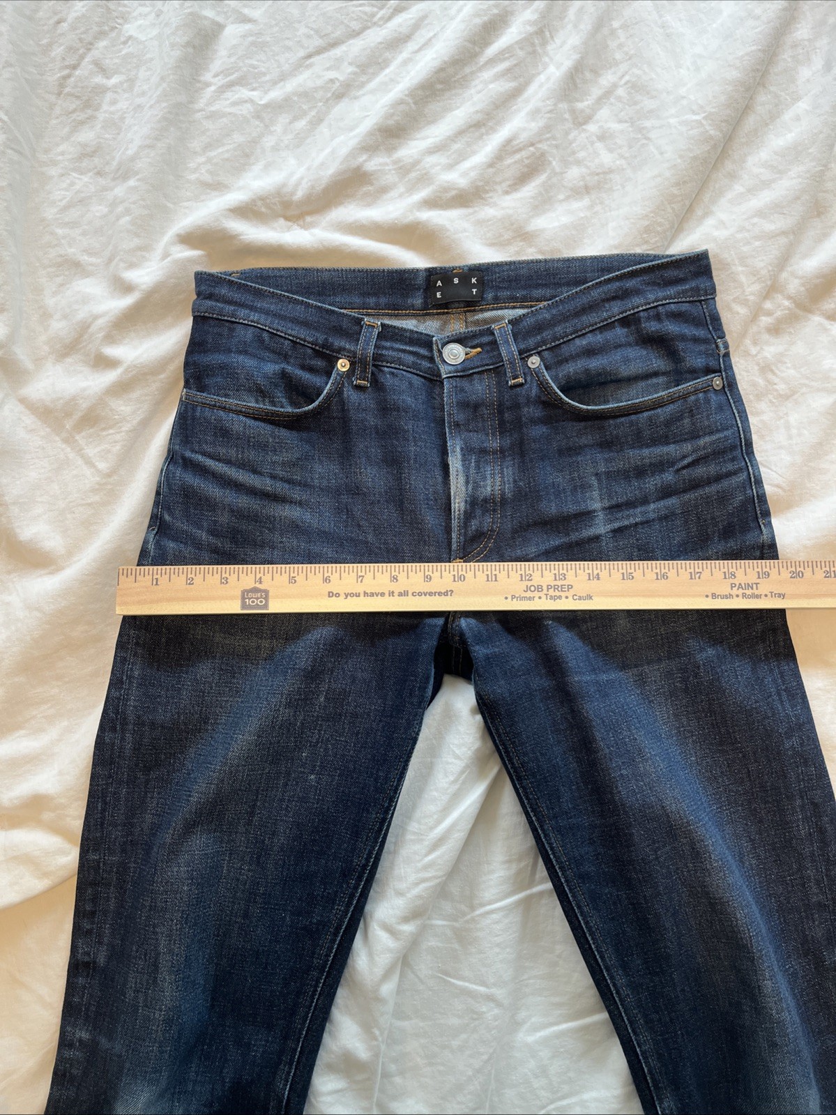 Asket Raw Denim Jeans – 31×34 (Fits 32×29 Cuffed) – Dark – 100% Organic Cotton