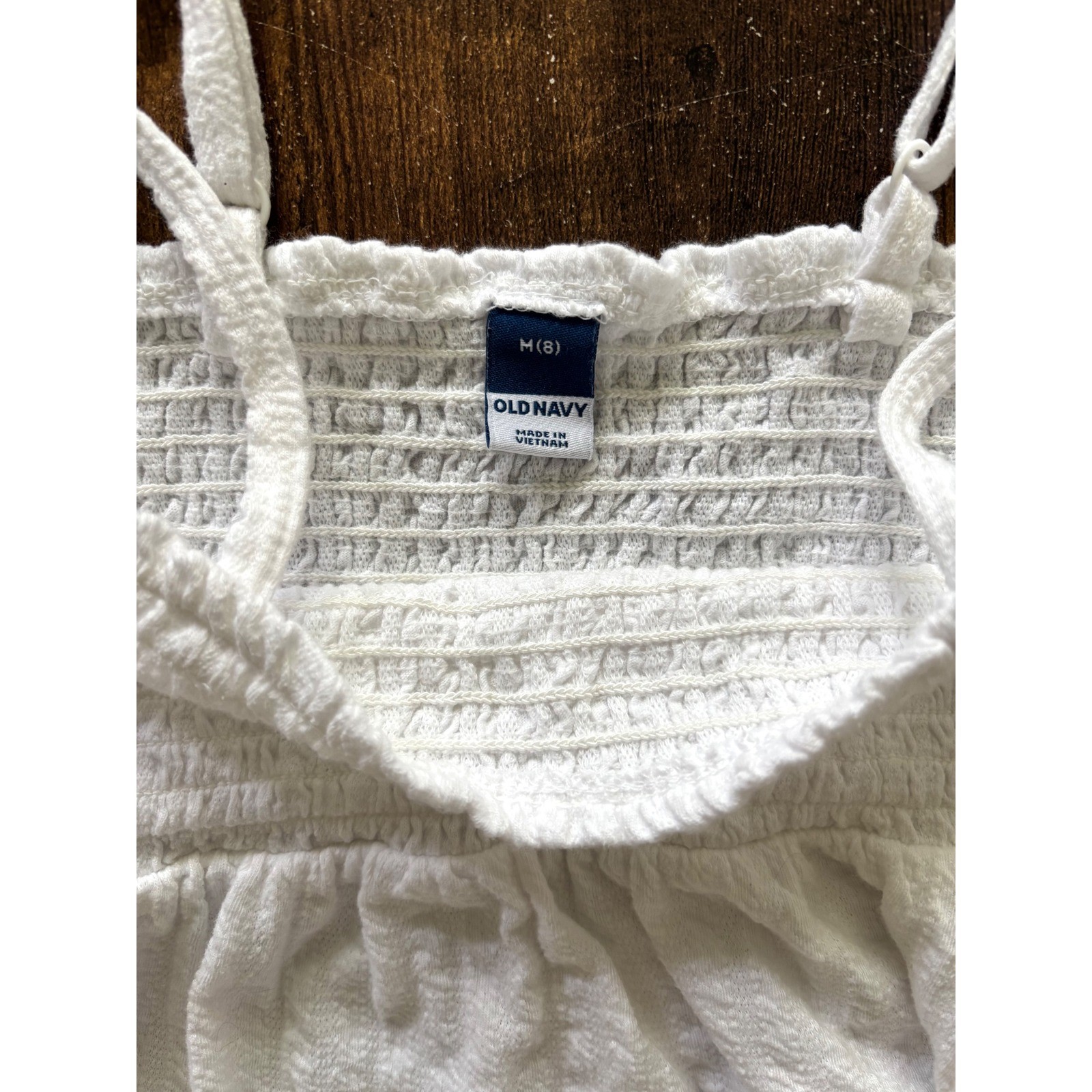 Old Navy Girls White Smocked Peplum Camisole Top Adjustable Straps Size M 8