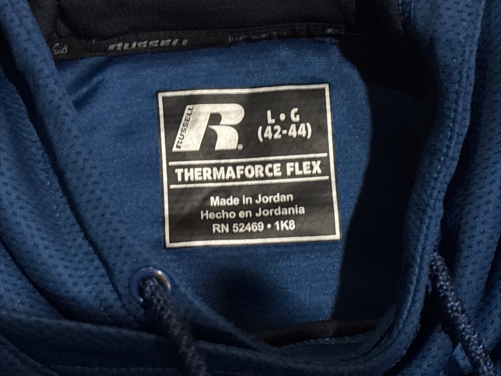 Russell Thermaforce Flex Mens L (42/44) Hoodie Dri Power 360 Blue Sweatshirt