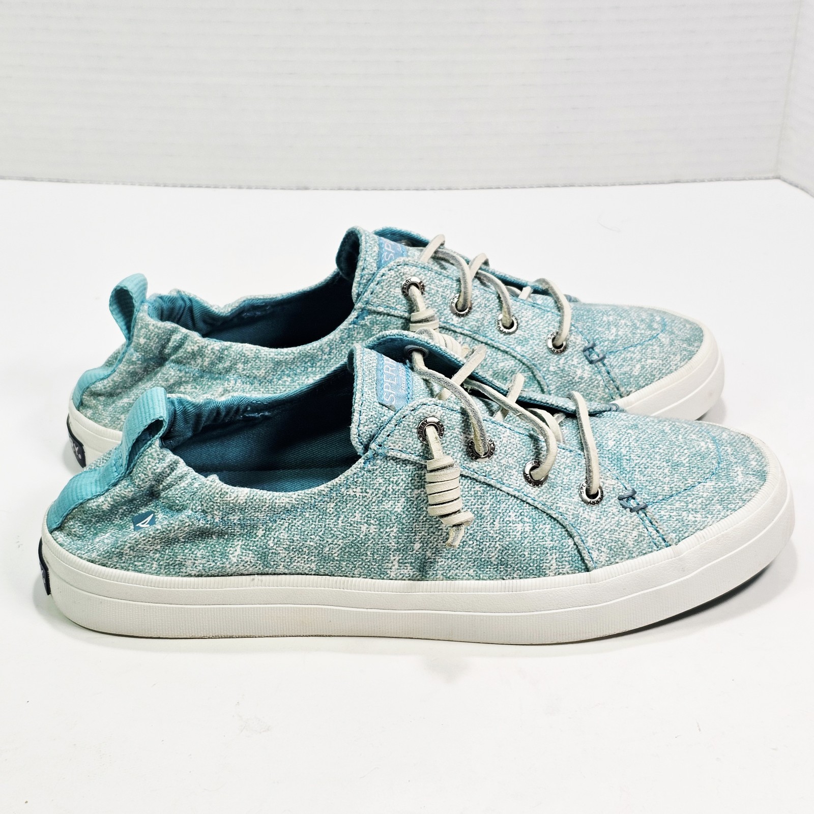 Sperry Top-Sider Womens 8.0 M Crest Ebb Canvas Sandwash Sneakers Teal Slip-on