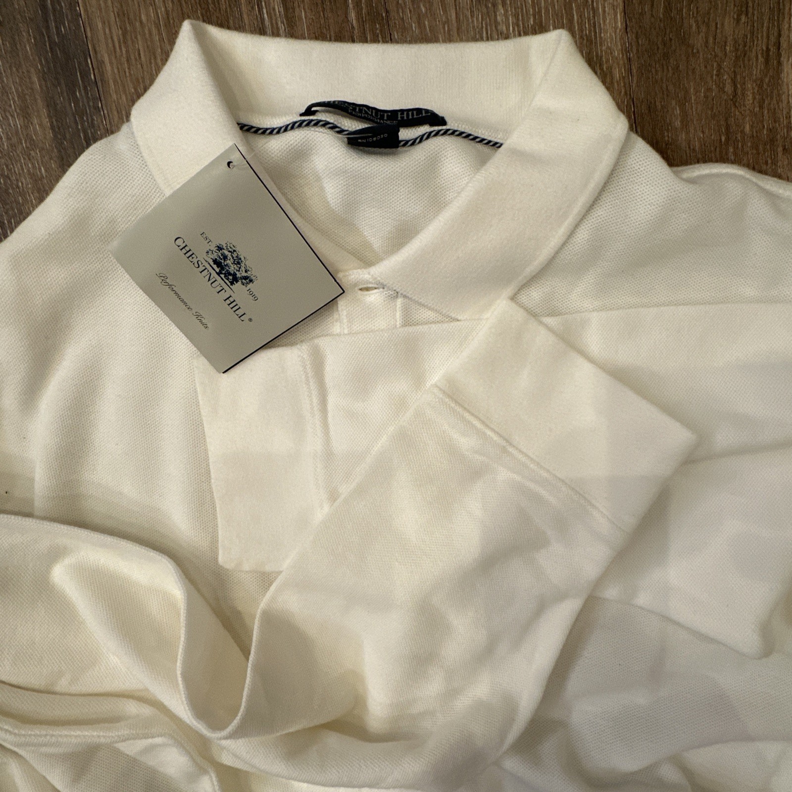 Chestnut Hill Polo Performance Knits Mens 3XL Ivory long sleeve shirt New