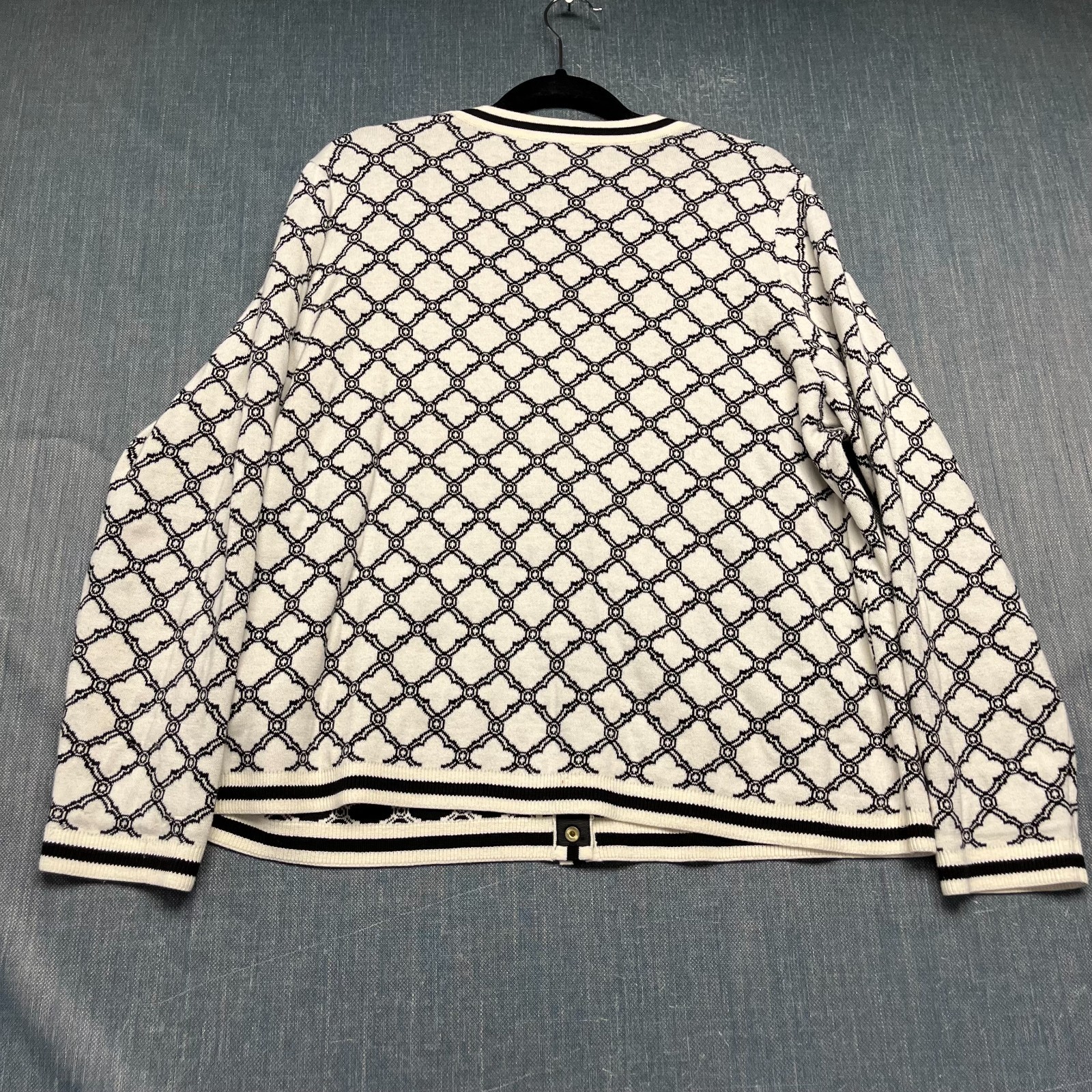 Talbots Plus Women’s Cardigan Tank Set Size 1X White Black Gold Button Sweater