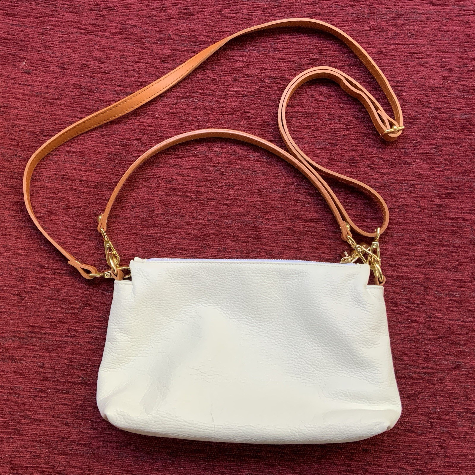 New Valentina Hand Painted Leather Crossbody Bag Floral Ivory Brown Italy