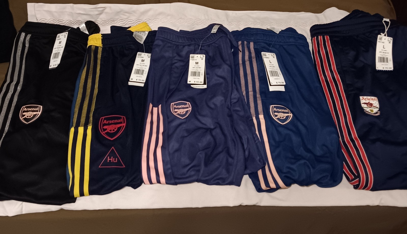 Arsenal Pants 5 Pair Brand New With Tags First 3 Pair Are Meduim Last 2 Are Sz L