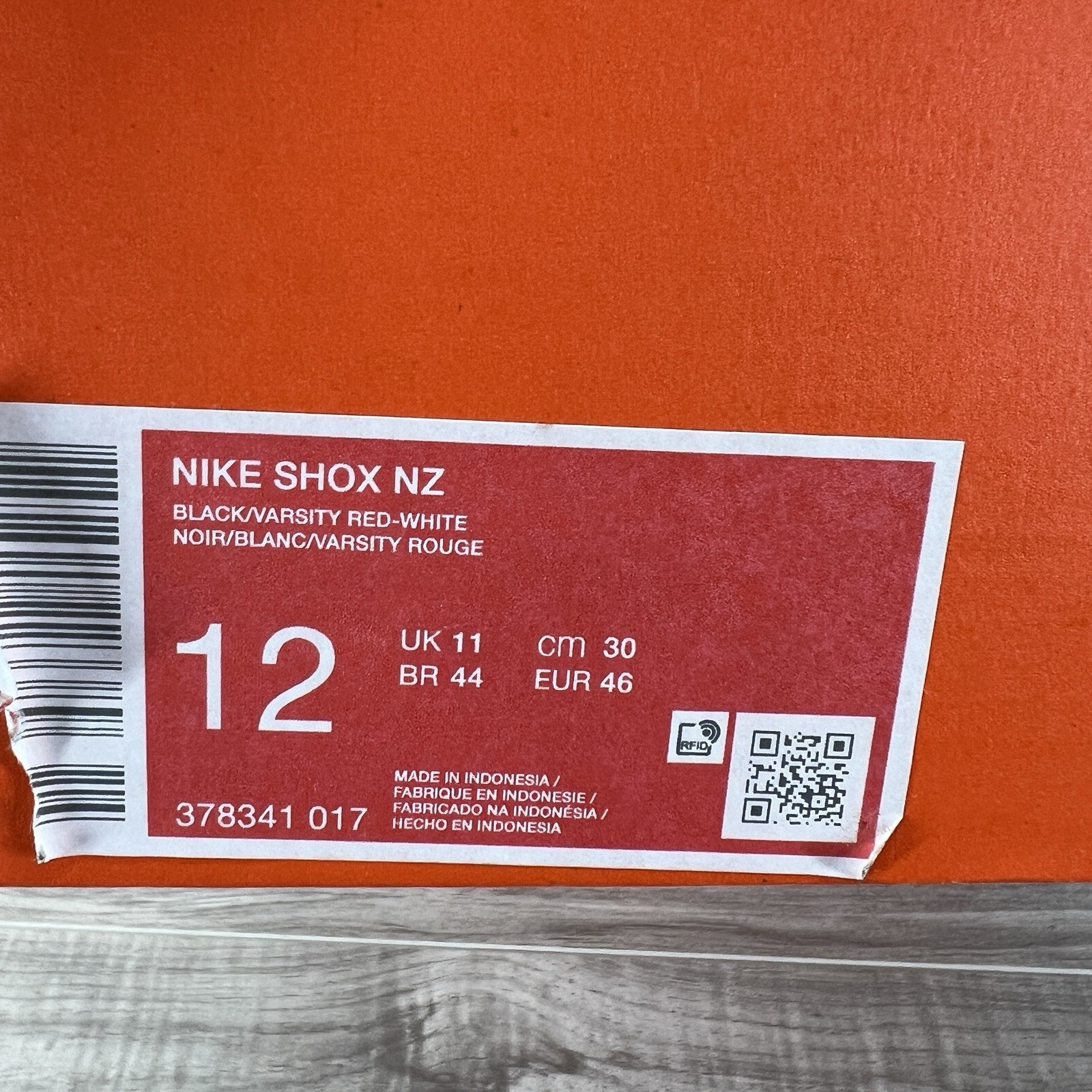 Mens Size 12 – Nike Shox NZ (378341 017) Black Varsity Red