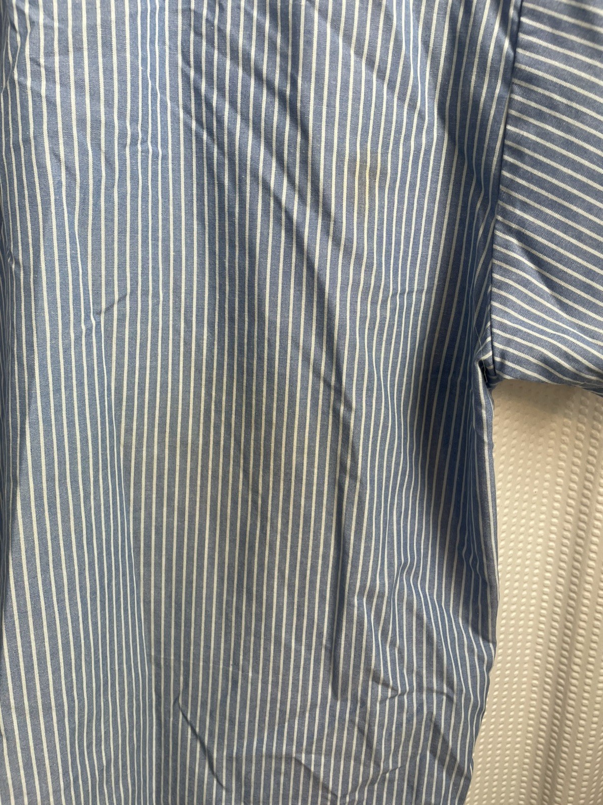 Vintage Work Shirt Striped Blue S.S. Mechanic Mens L DAN G. L. Lloyd Excavating